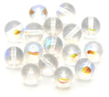 16pc 8mm Czech Pressed Glass Druk Round Beads, Crystal AB