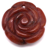 Approx. 30mm Red Aventurine Hand-Carved Rose Pendant