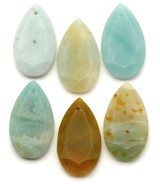 25x13mm Flower Amazonite Faceted Teardrop Pendant