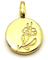 18x12mm Brass Round Flower Pendant, Gold
