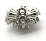 17mm Platinum-Plated Brass & Cubic Zirconia Flower Button Charm