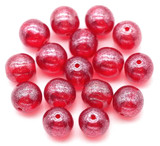 16pc 8mm Czech Pressed Glass Druk Round Beads, Ruby Red Luster
