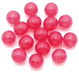 16pc 8mm Czech Pressed Glass Druk Round Beads, Crystal w/Raspberry Opal Coat