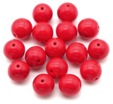 16pc 8mm Czech Pressed Glass Druk Round Beads, Opaque Coral Red