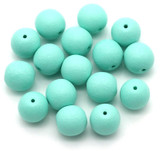 16pc 8mm Czech Pressed Glass Druk Round Beads, Alabaster w/Vibrant Mint Stucco