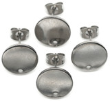 4pc (2 Pair) 12mm Stainless Steel Flat Round Earstuds w/Hole & Earnuts