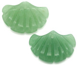 2pc 20x15mm Green Aventurine Carved Ginkgo Leaf Drops (See Photos for Variation)