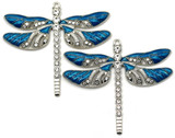 2pc 64x54mm Enameled Dragonfly Pendant, Antique Silver/Capri Blue