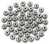 50pc 5x3mm Corrugated Rondelle Spacer Beads, Antique Silver
