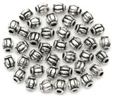 40pc 4mm Corrugated Lantern Spacer Beads, Antique Silver