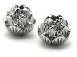 2pc 6x5mm Platinum-Plated Flower Bud Spacer Beads