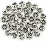 40pc 6x3mm Rope-Accent Dotted Rondelle Spacer Beads, Antique Silver