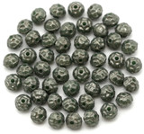 5-Gram Bag (Approx. 40pc) 4.5mm Czech Pressed Glass Vintage Rondelle Beads, Sea Green w/Pewter Wash