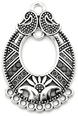 46x29mm Floral Teardrop Chandelier Link, Antique Silver