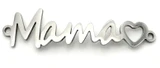 33x9mm Stainless Steel Laser-Cut "Mama" Link, Silver