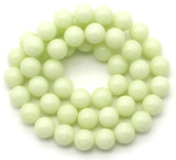 Approx. 15" Strand 8mm Glow Stone (Synthetic) Glow-in-the-Dark Round Beads, Pale Green