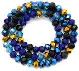 16" Strand 6x5mm Crystal Faceted Rondelle Beads, Midnight Skies Mix