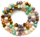 Approx. 16" Strand 6x5mm Crystal Faceted Rondelle Beads, English Garden Mix