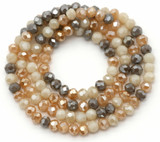 Approx. 17" Strand 4x3.5mm Crystal Faceted Rondelle Beads, Vintage Peach Mix