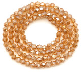 Approx. 13.5" Strand 3mm Crystal Faceted Bicone Beads, Peach Shimmer