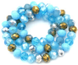 Approx. 16" Strand 8x6mm Crystal Faceted Rondelle Beads, Blue Skies Mix
