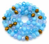 Approx. 16" Strand 6x5mm Crystal Faceted Rondelle Beads, Blue Skies Mix