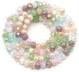 Approx. 16" Strand 4x3.5mm Crystal Faceted Rondelle Beads, Pastel Mix