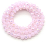 Approx. 15" Strand 6x5mm Crystal Faceted Rondelle Beads, Misty Rose AB