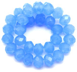 Approx. 9.5" Strand 10x8mm Crystal Faceted Rondelle Beads, Cornflower Jade Blue