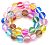 Approx. 7" Strand 6mm Glass Synthetic Moonstone Beads, Multi-Color