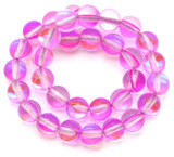 Approx. 7" Strand 6mm Glass Synthetic Moonstone Beads, Orchid
