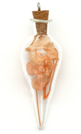 Approx. 56x19mm Glass Bottle Pendant w/Dried Flower, Peach (See Photos for Variation)