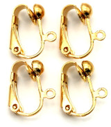 4pc (2 pairs) 16x13mm Brass Clip-On Earring Findings, Light Gold (KC Gold)