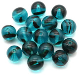 16pc 8mm Czech Pressed Glass Druk Round Beads, Blue Zircon Tortoiseshell