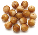 16pc 8mm Czech Pressed Glass Druk Round Beads, Toasted Caramel