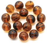 16pc 8mm Czech Pressed Glass Druk Round Beads, Tortoise Shell