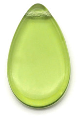 30x18mm Czech Pressed Glass Top-Drilled Flat Teardrop Pendant, Peridot Green
