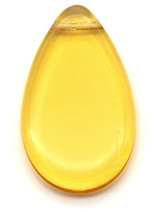 30x18mm Czech Pressed Glass Top-Drilled Flat Teardrop Pendant, Pale Topaz