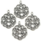 4pc 28x24mm Celtic Knot Charms, Antique Silver