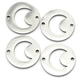 4pc 14mm Stainless Steel Laser-Cut Crescent Moon Round Links