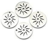 4pc 14mm Stainless Steel Laser-Cut Sun Round Links