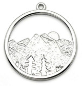 25mm Stainless Steel Round Mountain Scene Pendant