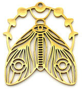 30x26mm 18k Gold-Plated Stainless Steel Laser-Cut Luna Moth Pendant w/Moon Phases
