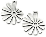 2pc 16x13mm Stainless Steel Laser-Cut Spiral Fan Pendants