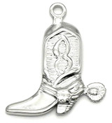 24x21mm Stainless Steel Cowboy Boot Pendant