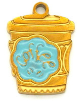 15x11mm 18k Gold-Plated Stainless Steel "Coffee" Travel Cup Charm