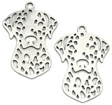 2pc 25x17mm Stainless Steel Laser-Cut Dalmatian Dog Pendants