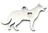 22x16mm Stainless Steel Laser-Cut German Shepherd Dog w/Heart Pendant