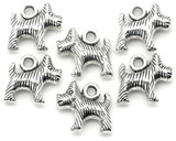 6pc 13x15mm Terrier Dog Charms, Antique Silver