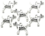 6pc 19x15mm European Hound Dog Charms, Antique Silver